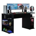 thumbnail image 2 of Madesa Large Modern Gaming Computer Desk 53 Inch with 5 Shelves Cable Management Student Study Wooden Table Home Office Gamer Desk for Kids and Adults - Black, 2 of 5