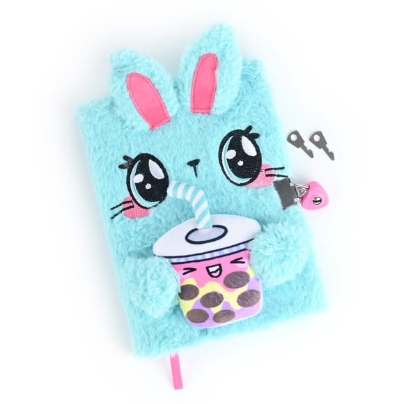 Claire's Tweens Bunny Plush Lock Diary, Lock with 2 Keys, Cute Gift, 43069