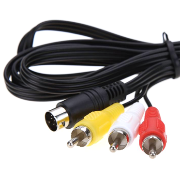NATEFEMIN Black 9-Pin to 3RCA Audio-Video Cable for Sega Genesis Consoles, Designed for Optimal Performance and Durability
