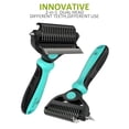 thumbnail image 4 of 2 in 1 Professional Grooming Rake for Cats & Dogs-Dematting Comb for Easy Mats & Tangles Removing,Hair Removal Cleaner for Pets(Cyan), 4 of 7
