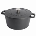 thumbnail image 1 of Babish Round Enamel Cast Iron Dutch Oven w/Lid, 6-Quart, Matte Black, 1 of 2
