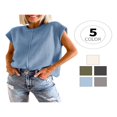 thumbnail image 2 of Women Solid Color Sweater Vests Crew Neck Cap Sleeve Loose Pullovers, 2 of 4
