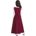 thumbnail image 2 of Xnihocha Robe Médiévale Renaissance Rétro pour Filles Halloween Manches Longues Évasées Lacée Maxi Longue Bourgogne 16, 2 of 7
