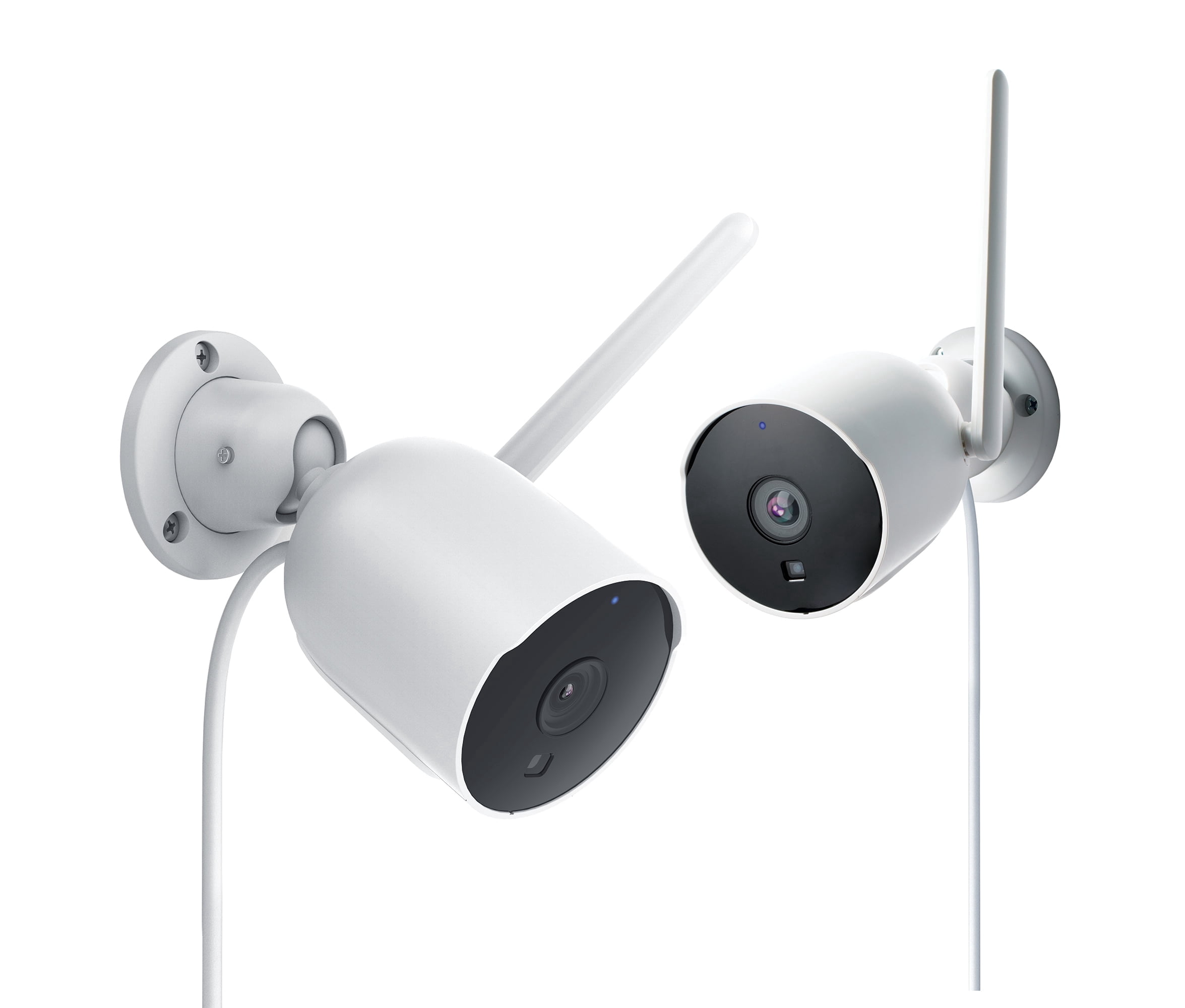 Refurbished Merkury Innovations Smart Outdoor Camera 1080p, Weatherproof Security Camera with Night Vision, Two-Way Audio, Wide 135-Degree Field of View, White, 2-Pack, MIC-CW255-199W