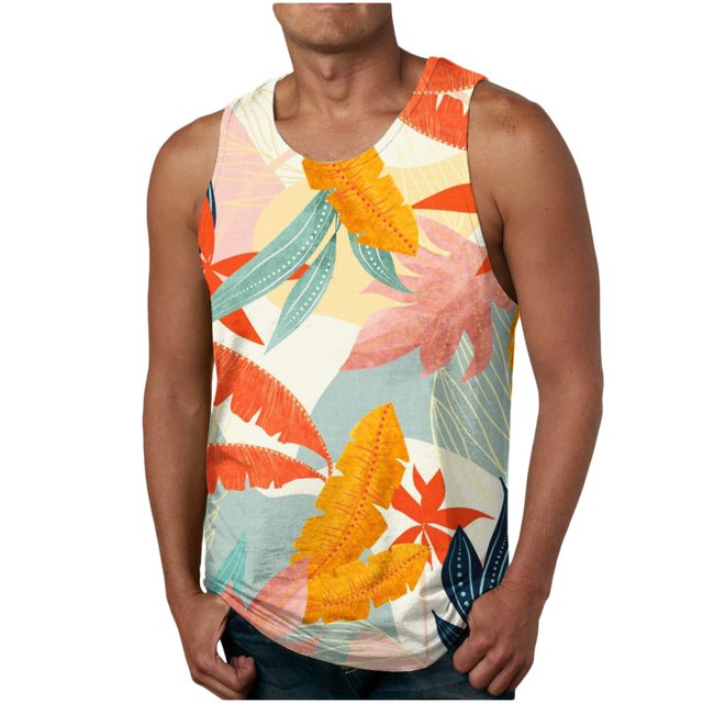 Birdeem Nouveau Débardeur Décontracté Mode Homme Été Floral Hawaïen Imprimé Sport Col Rond