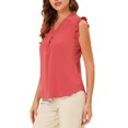 thumbnail image 4 of INSPIRE CHIC Women's Ruffled Sleeveless Pullover V- Neck Work Blouses Tops XL Watermelon Red, 4 of 6