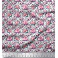 thumbnail image 1 of Soimoi Tissu Popeline de Coton Imprimé Feuilles & Roses au Mètre 56 Pouces de Large, 1 of 3