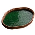 thumbnail image 3 of GUOOL Begonia Flower Glass Tray Snack Countertop Bread Fruit Desk Tray Decorative Tray Green Small, 3 of 9