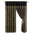 thumbnail image 3 of Chezmoi Collection Lisbon 4-Piece Jacquard Floral Window Curtain Set, Sheer Backing, Tassels, Valance, Black/Gold, 3 of 3