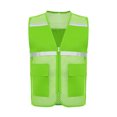 thumbnail image 2 of RUNQHUI Men Women Zipper High Visibility Reflective Safety Vest Construction Work Mesh Fabric Work Clothes Light Green 165, 2 of 7