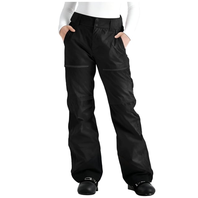 FAVIPT Pantalon de Ski Léger et Imperméable pour Femmes, Patchwork, Poches, Pantalon Chaud, Hiver, Planche à Neige, Randonnée, Pantalon de Sport, Noir, TTTG