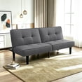thumbnail image 1 of Mainstays 67" Studio Futon Sofa Bed, Grey Linen Upholstery, Split-Back Adjustable, 1 of 10
