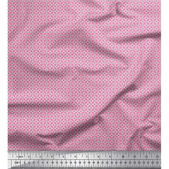 Soimoi Polyester Crepe Fabric Geometric Small Fabric Prints by Yard 52 Inch Wide