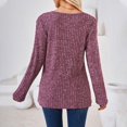 thumbnail image 4 of Birdeem Women's Solid Short Color Casual Long Sleeve New Round Neck Solid Color Panel Button Long Sleeve Loose, 4 of 12