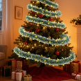 thumbnail image 4 of Christmas Tree Tinsel Garland 6.6FT Colorful Yellow Stripe Plastic Lightweight Decoration for Holiday Scene, 4 of 6