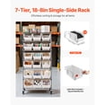 thumbnail image 2 of KFFKFF 7-Tier Rolling Bin Storage Rack, 18 Organizer Bins, Bin Rack Storage Steel Wire Shelving System with Wheels, Mobile Tool Organizer for Garage, Warehouse, Office, Restaurant, 2 of 9