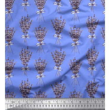 Soimoi Blue Cotton Voile Fabric Bouquet Floral Fabric Prints By Yard 56 Inch Wide