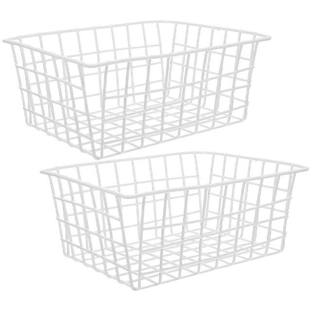 2Pcs Metal Freezer Organizer Freezer Wire Basket Freezer Storage Bin Fruit Vegetable Basket