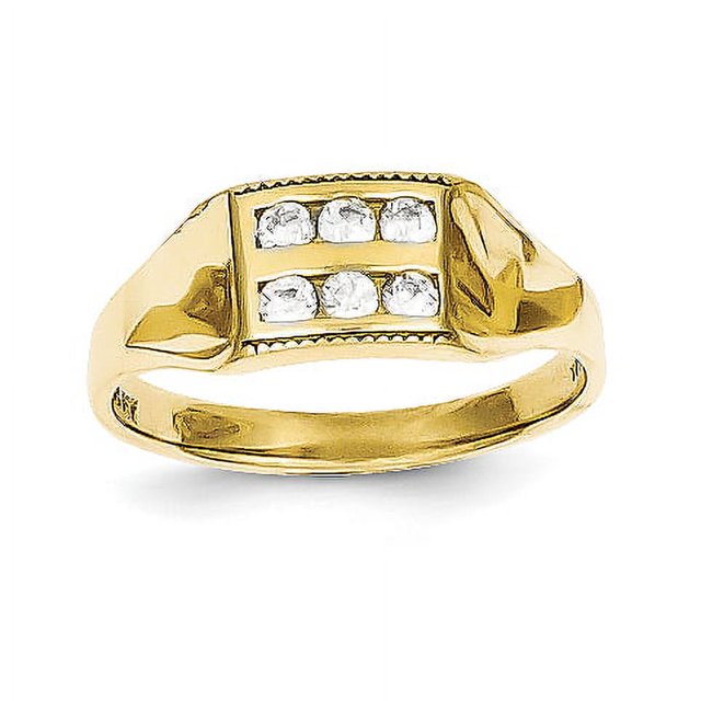 10K Yellow Gold CZ Cubic Zirconia Polished Child'S Ring