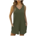 thumbnail image 2 of LOVZFMLL Combishort à Bretelles d'Été pour Femme avec Poches, Pantalon à Bretelles Vert Armée m, 2 of 7