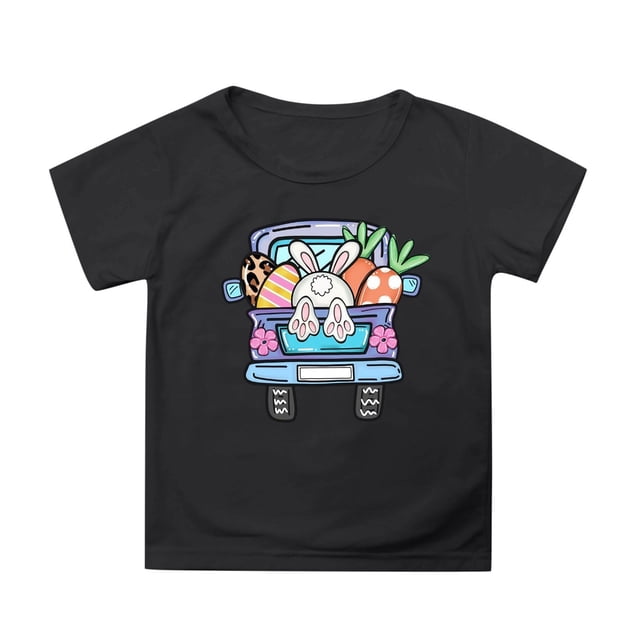 TZEWGL Tees For Child Cartoon Printed Round Neck Short Petal Sleeved Clothing For Infnants size 6-7T