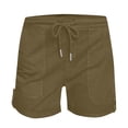 thumbnail image 3 of Plebaso 2025 Womens Drawstring Casual Shorts Elastic Waist Roll up Solid Color Summer Shorts with Pockets, 3 of 5