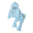 thumbnail image 2 of JMYHOAM 1-4 Years Kids Girls Casual Spring Fall Outfit Clothes Solid Color Hoodie Flared Pants Two-piece Set Long Sleeved Hooded Set, 2 of 9