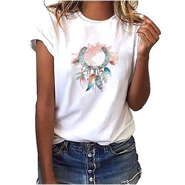 Cathalem T-Shirt pour Femmes, T-Shirts Décontractés, Hauts à Manches Bouffantes pour Femmes, Uni, Blanc G