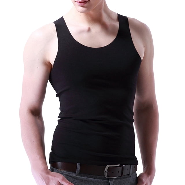 asjyhkr Débardeurs de Compression pour Hommes Été Gym Col Rond Sans Manches Maillots de Corps Ajustés T-Shirts Unis