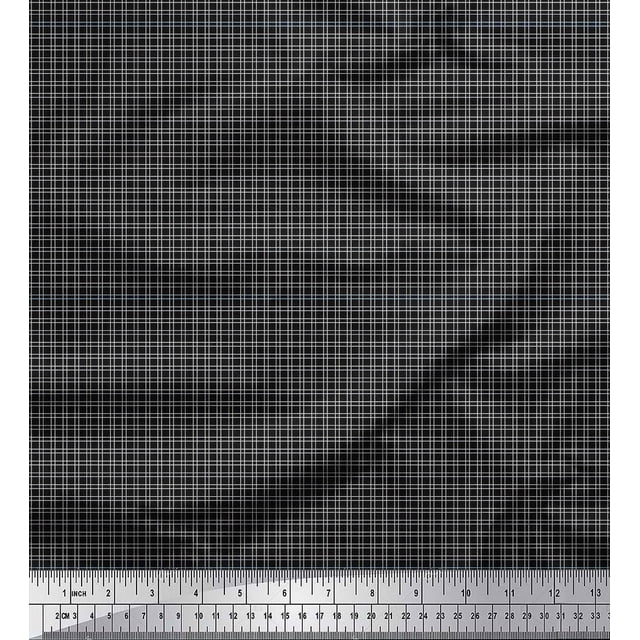 Soimoi Black Poly Georgette Fabric Geometric Check Print Fabric by Yard 52 Inch Wide