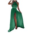 thumbnail image 1 of Pompotops Robes Longues d'Été Sexy Sans Manches à Fente Col Halter pour Femmes, 1 of 9