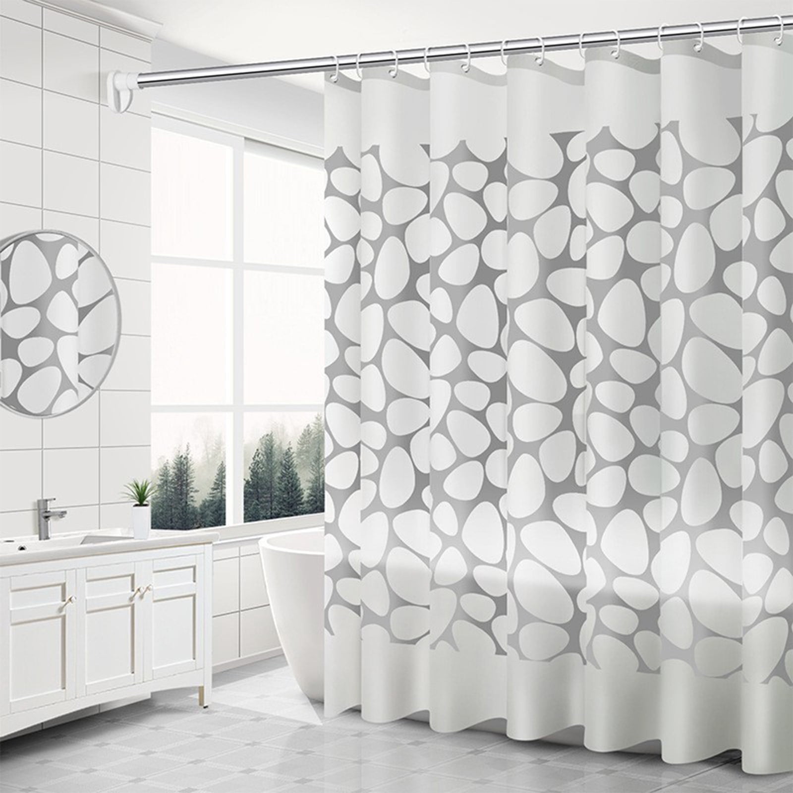 Aidoshy Bathroom Shower Curtain Cobble Pattern Bathroom Shower Curtain On White Background White Shower Curtain Liner Bathroom
