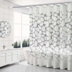 Aidoshy Bathroom Shower Curtain Cobble Pattern Bathroom Shower Curtain On White Background White Shower Curtain Liner Bathroom
