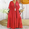 thumbnail image 1 of Robe d'Été pour Femmes 2024 Mode Grande Taille Robe Décontractée Col en V Manches 3/4 Ample Coton Fluide Bohème Robes Soleil Rabais de 50 % Liquidation!, 1 of 6