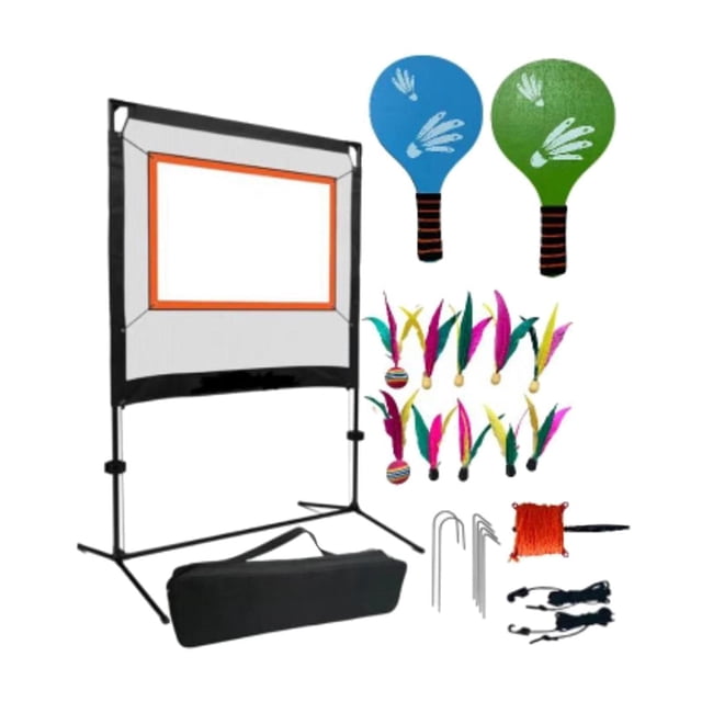 QualitChoice Filet de Badminton Ensemble Complet avec Sac de Rangement Portable Raquettes Volants de Navette et Support à Installation Facile 10 Volants de Navette