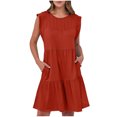 thumbnail image 2 of Ovzne Robes pour Femmes Robe d'Été pour Femmes Unie à Manches Courtes Col Rond Aguichant Élégante Tunique de Boîte de Nuit Fête Mini Robes Robe Décontractée de Vacances Robe de Vacances Liquidation, 2 of 7