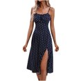 thumbnail image 2 of Aqestyerly Robe Fendue Sans Manches pour Femme, Décontractée, Col Rond, Imprimé, Camisole, Aguichant, Été, Mode, Mode Urbaine, Robe pour Vacances, Plage HWRETIE, 2 of 7