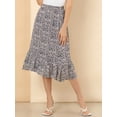 thumbnail image 5 of Unique Bargains Women's Floral Elastic Waist Ruffle High Low Hem Skirts, 5 of 5