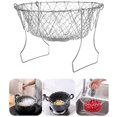 thumbnail image 1 of Foldable Steam Rinse Deep Frying Basket Stainless Steel Fry French Magic Basket Mesh Basket Strainer Net Fried Filter Drainage Rack for Fried Food or Fruits Multifunctional Kitchen Cooking Tool, 1 of 1