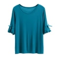 thumbnail image 1 of AherBiu Pajamas Tops for Women Oversized Ruffle 1/2 Sleeve Basic Layer Top Tees Shirts Comfy Soft Undershirts, 1 of 5