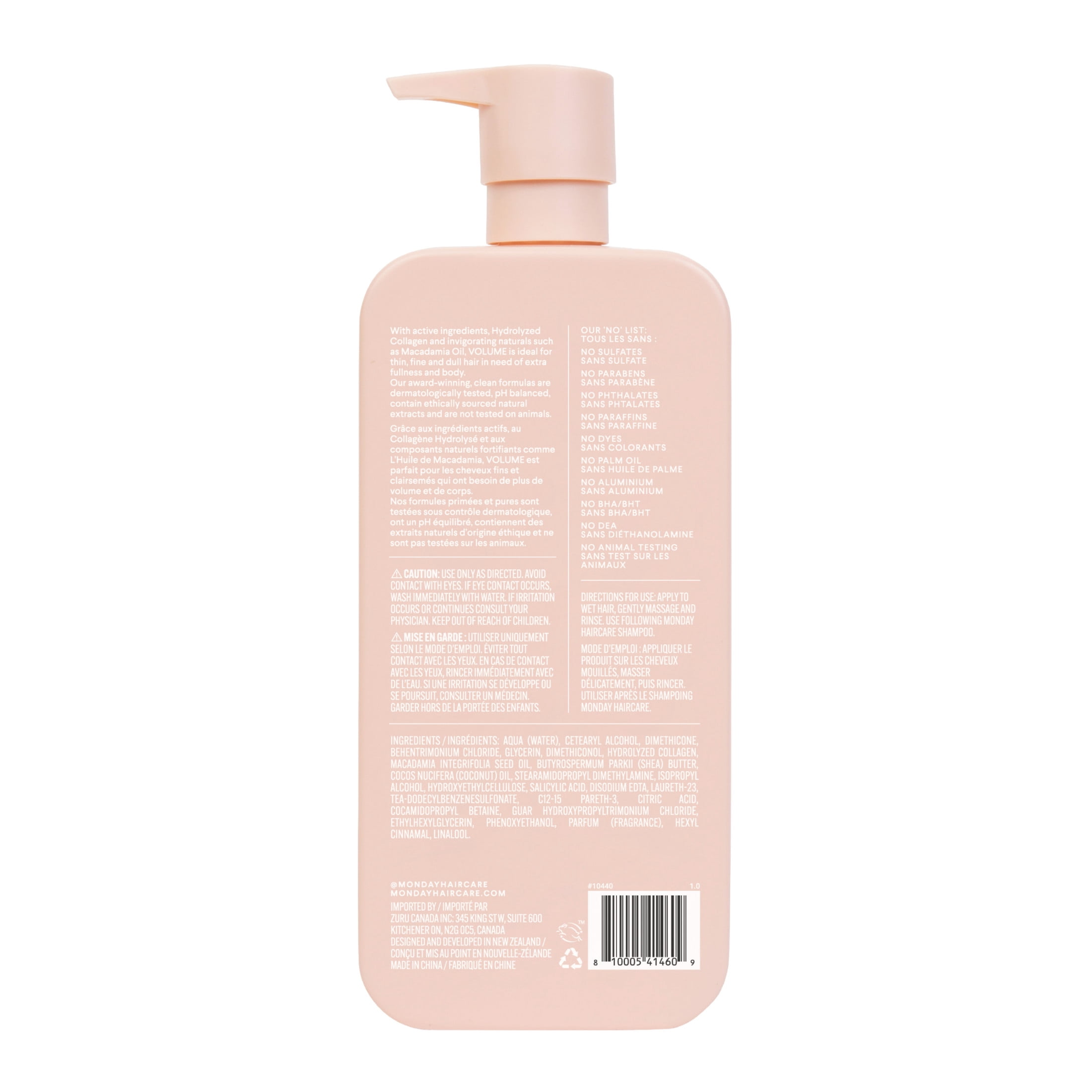 MONDAY Haircare Revitalisant VOLUME avec Collagène Hydrolysé, Huile de Coco, Beurre de Karité & Huile de Macadamia pour Cheveux Clairsemés, Fins & Plats