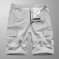 thumbnail image 2 of Birdeem Men Casual Solid Zipper Button Pockets Elastic Waist Cropped Cargo Shorts, 2 of 12
