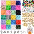 thumbnail image 1 of 3600 Pcs Clay Beads for Bracelet Making Kit, 24 Colors Flat Round Polymer Clay Beads, 1 of 8
