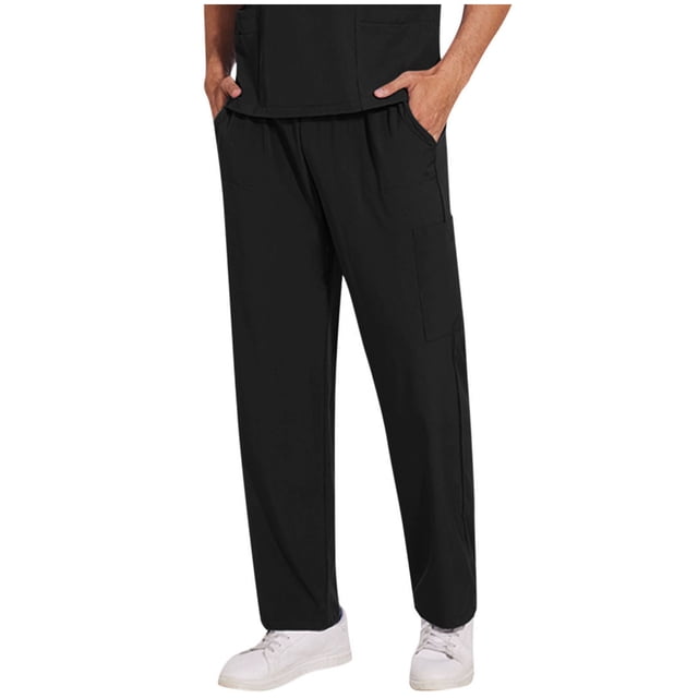 Clearance! Grrvtrz Cargo Scrub Pants for Men — Classic Straight Leg Fit, 4Pockets, 4-Way Stretch, Anti-Wrinkle Drawstring Scrub Pants