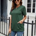 thumbnail image 3 of Pompotops Mode Femmes Été Décontracté Ample Manches Courtes Pull T-Shirt Blouse Unie, 3 of 8