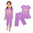 thumbnail image 5 of LSLJS Girl's Été Col Rond Petit Imprimé Manches Courtes Volants Taille Élastique Recadrée Pantalon Deux Pièces Ensemble Vêtements d'Été Vêtements pour Enfants à la Mode 2024, 5 of 5