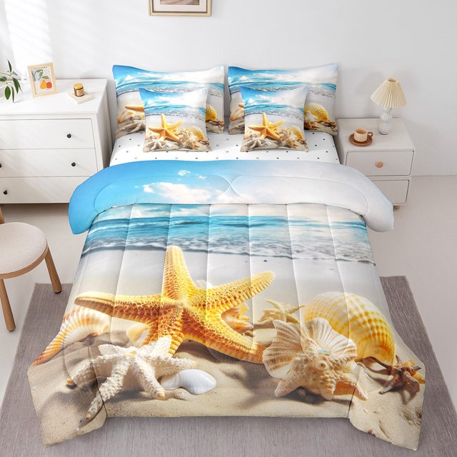 YST Tropical Beach Comforter Set, 7-Piece, Ocean Theme, Full