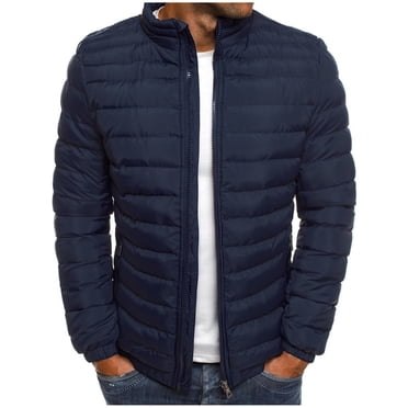 Mens Solid Color Jacket Cotton Padded Jacket Fashion Cotton Padded Jacket Mens Warm Cotton Padded Jacket