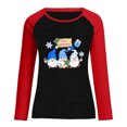 thumbnail image 5 of RKSTN Chandail pour Femmes de Noël à Col Rond, Chandail Imprimé du Père Noël, Manches Longues, Blouse Régulière à Empiècements, 5 of 5