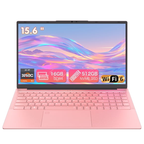 Auusda 15.6" Business Laptop, 16GB RAM 512GB SSD, Win11 Pro AMD Ryzen 3 Student Notebook Computer, Backlight, Fingerprint, Pink